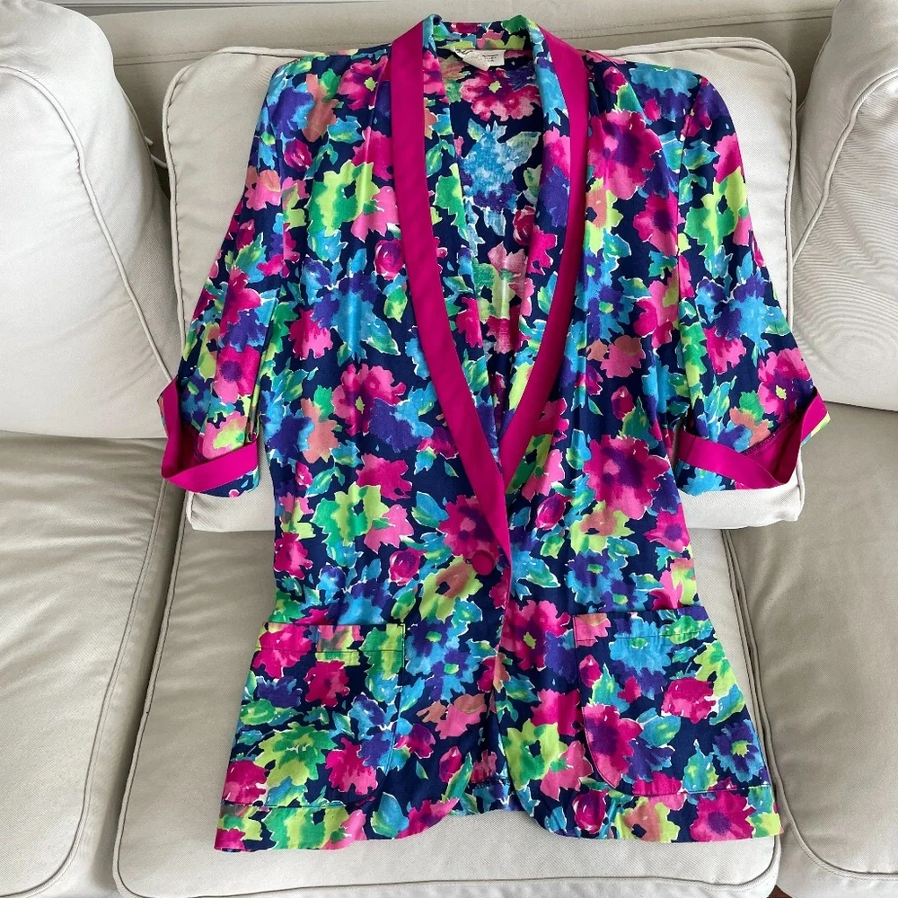 Vintage Floral Blazer with Pink and Blue Accents - Picture 5 of 8